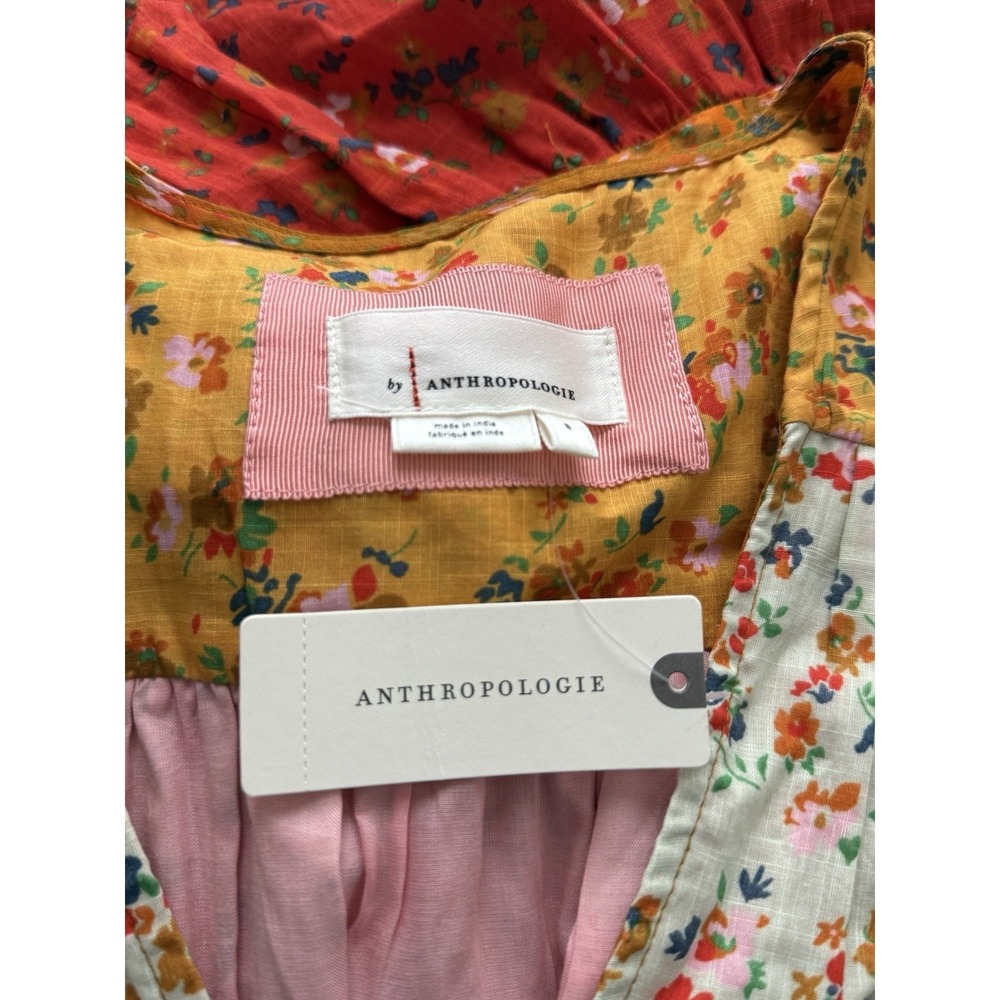 Anthropologie NWT Tiered True Dress Small Patchwork Colorblock‎ Floral Midi Boho - Picture 4 of 10